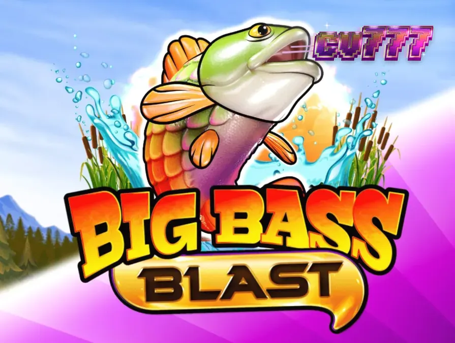 Tampilan visual futuristik dari slot Big Bass Blast dengan elemen memancing dan petir neon.